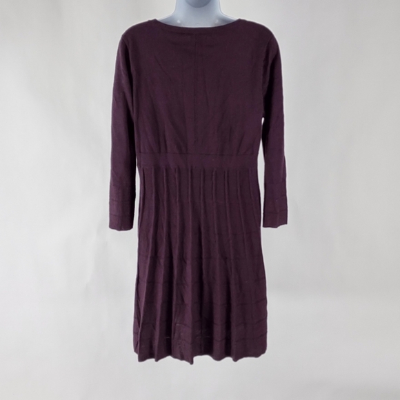 Calvin Klein Deep Plum Sweater Dress with Bell Sleeves. - Picture 2 of 9